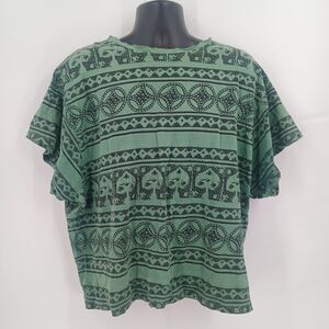 Vintage Forenza mens Green Pattern Short Sleeve T-Shirt Size Medium